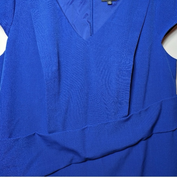 Adrianna Papell 18W Plus Size Blue V Neck Sheath Dress Woman Formal - Picture 4 of 8